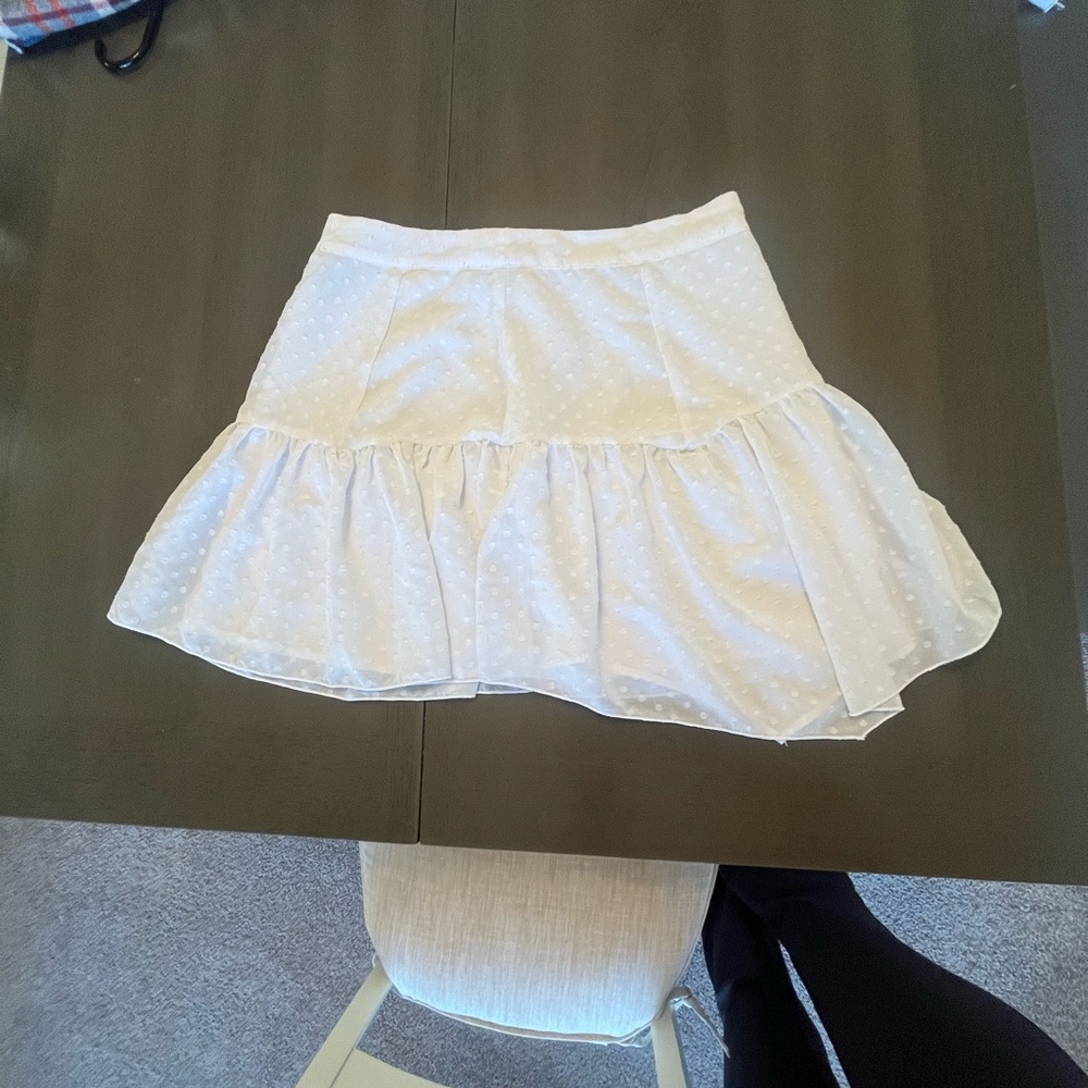 White dotted flowy mini skirt